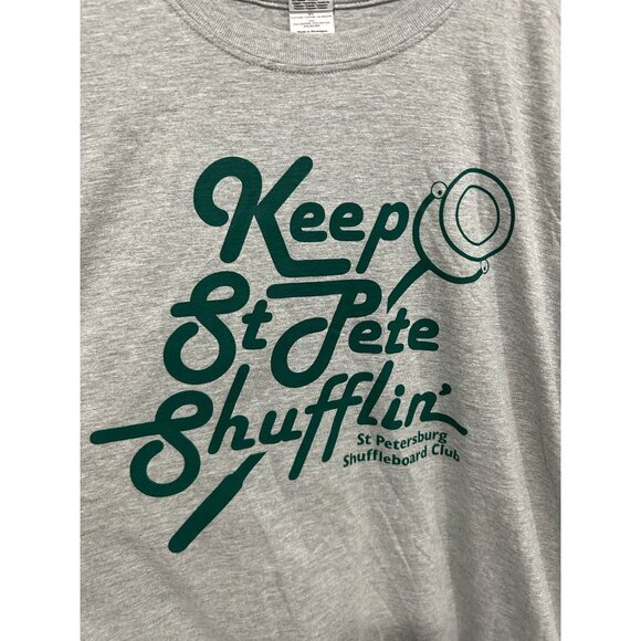 Keep St Pete Shufflin Tee Shirt Gildan Softstyle Gray Green Sz XL - Picture 4 of 9